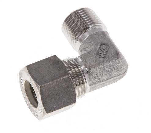 R 3/8'' Macho x 12L Acero inoxidable Codo de compresión de 90 grados 315 Bar DIN 2353