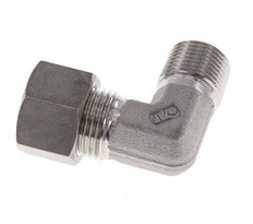 R 3/8'' Macho x 12L Acero inoxidable Codo de compresión de 90 grados 315 Bar DIN 2353
