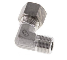 R 3/8'' Macho x 12L Acero inoxidable Codo de compresión de 90 grados 315 Bar DIN 2353