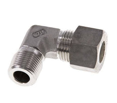 R 3/8'' Macho x 12L Acero inoxidable Codo de compresión de 90 grados 315 Bar DIN 2353