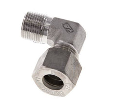 R 3/8'' Macho x 12L Acero inoxidable Codo de compresión de 90 grados 315 Bar DIN 2353