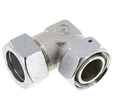 M45x2 x 35L Acero zincado Codo ajustable de 90 grados con cono de cierre y junta tórica 160 Bar DIN 2353
