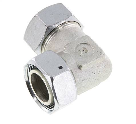 M45x2 x 35L Acero zincado Codo ajustable de 90 grados con cono de cierre y junta tórica 160 Bar DIN 2353