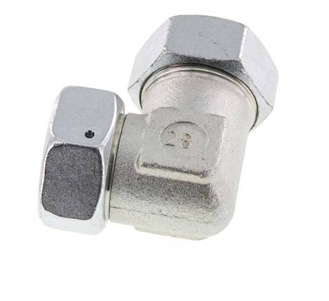 M45x2 x 35L Acero zincado Codo ajustable de 90 grados con cono de cierre y junta tórica 160 Bar DIN 2353