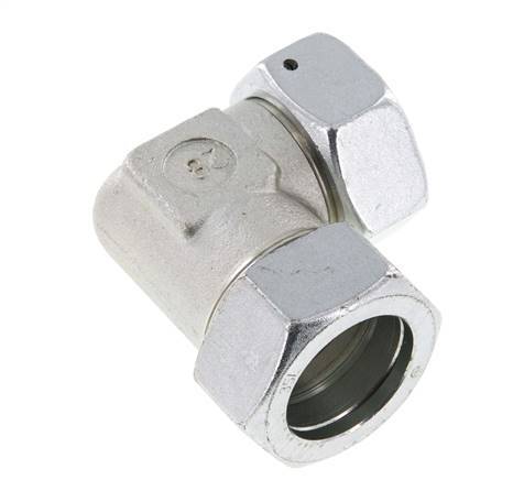 M45x2 x 35L Acero zincado Codo ajustable de 90 grados con cono de cierre y junta tórica 160 Bar DIN 2353