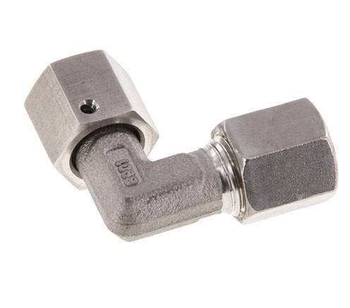 M14x1,5 x 6S Acero inoxidable Codo de compresión ajustable de 90 grados con cono de sellado y junta tórica 630 Bar DIN 2353