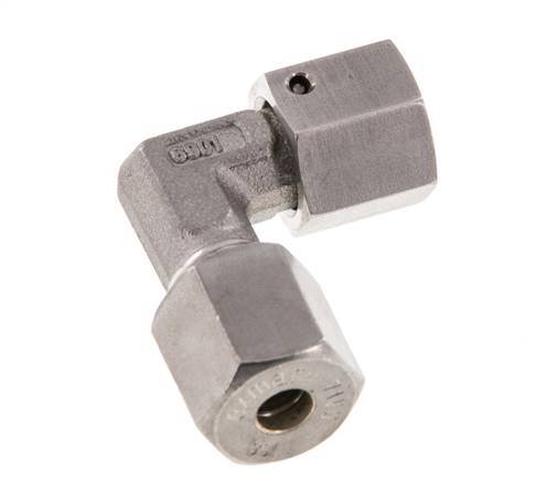 M14x1,5 x 6S Acero inoxidable Codo de compresión ajustable de 90 grados con cono de sellado y junta tórica 630 Bar DIN 2353