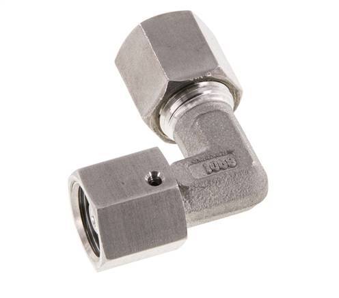 M14x1,5 x 6S Acero inoxidable Codo de compresión ajustable de 90 grados con cono de sellado y junta tórica 630 Bar DIN 2353