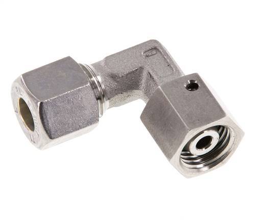 M14x1,5 x 8L Acero inoxidable Codo de compresión ajustable de 90 grados con cono de sellado y junta tórica 315 Bar DIN 2353