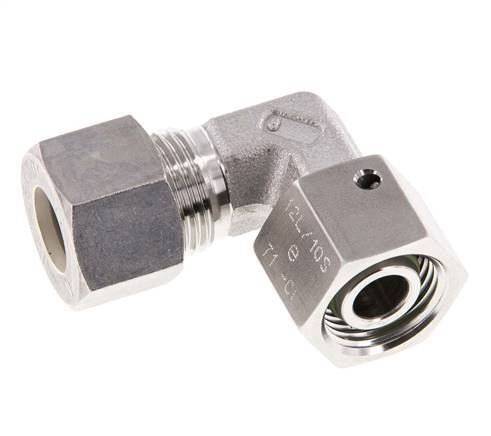 M18x1,5 x 12L Acero inoxidable Codo de compresión ajustable de 90 grados con cono de sellado y junta tórica 315 Bar DIN 2353