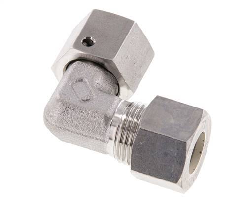 M18x1,5 x 12L Acero inoxidable Codo de compresión ajustable de 90 grados con cono de sellado y junta tórica 315 Bar DIN 2353