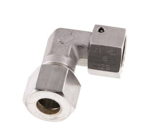 M20x1,5 x 12S Acero inoxidable Codo de compresión ajustable de 90 grados con cono de sellado y junta tórica 630 Bar DIN 2353