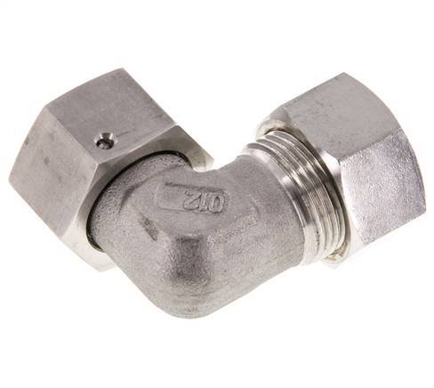 M30x2 x 22L Acero inoxidable Codo de compresión ajustable de 90 grados con cono de sellado y junta tórica 160 Bar DIN 2353