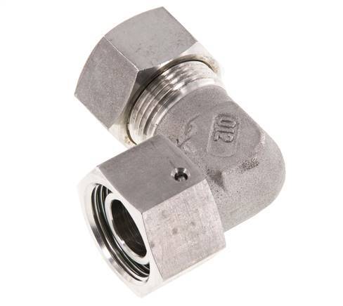 M30x2 x 22L Acero inoxidable Codo de compresión ajustable de 90 grados con cono de sellado y junta tórica 160 Bar DIN 2353