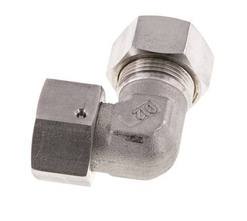 M30x2 x 22L Acero inoxidable Codo de compresión ajustable de 90 grados con cono de sellado y junta tórica 160 Bar DIN 2353