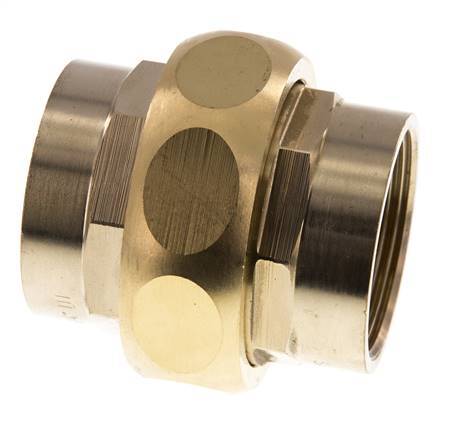 Rp 1 1/2'' Boquilla doble de latón de 3 piezas con cierre cónico 16 Bar