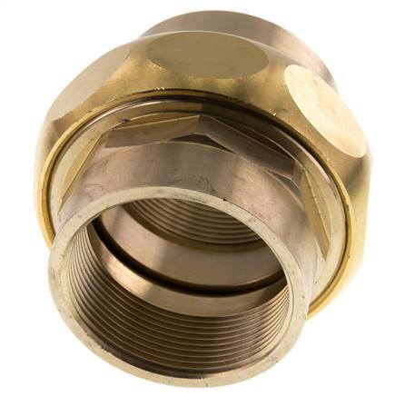 Rp 2'' Brass Double Nipple 3-pieces with Conically sealing 16 Bar