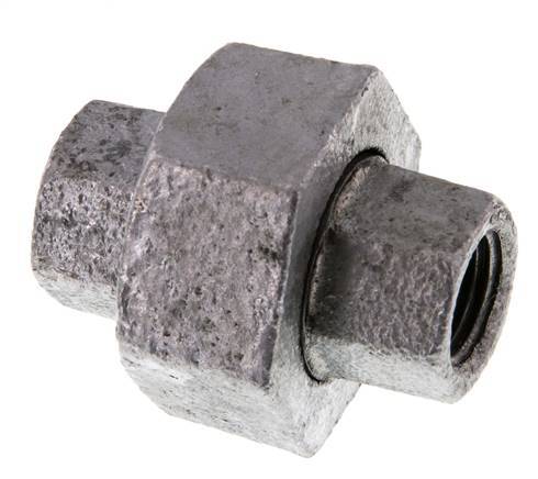 Rp 1/4'' Zinc plated Cast iron Double Nipple 3-pieces with Conically sealing 25 Bar