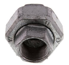 Rp 3/4'' Hierro fundido zincado Espiga doble 3 piezas con cierre cónico 25 Bar