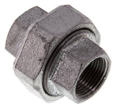 Rp 3/4'' Hierro fundido zincado Espiga doble 3 piezas con cierre cónico 25 Bar