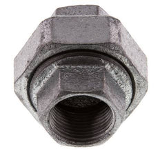 Rp 3/4'' Hierro fundido zincado Espiga doble 3 piezas con cierre cónico 25 Bar
