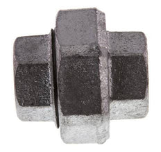 Rp 3/4'' Hierro fundido zincado Espiga doble 3 piezas con cierre cónico 25 Bar