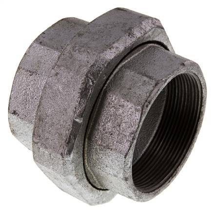 Rp 2 1/2'' Hierro fundido zincado Espiga doble de 3 piezas con cierre cónico 25 Bar
