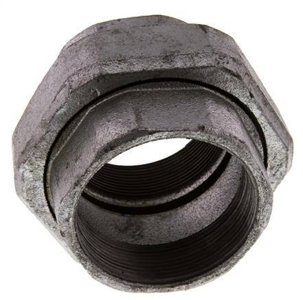 Rp 2 1/2'' Hierro fundido zincado Espiga doble de 3 piezas con cierre cónico 25 Bar