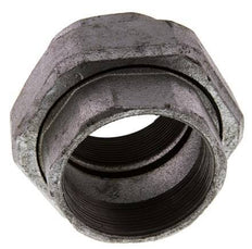 Rp 2 1/2'' Hierro fundido zincado Espiga doble de 3 piezas con cierre cónico 25 Bar