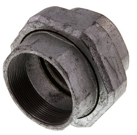 Rp 2 1/2'' Hierro fundido zincado Espiga doble de 3 piezas con cierre cónico 25 Bar