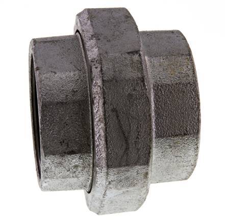 Rp 2 1/2'' Hierro fundido zincado Espiga doble de 3 piezas con cierre cónico 25 Bar