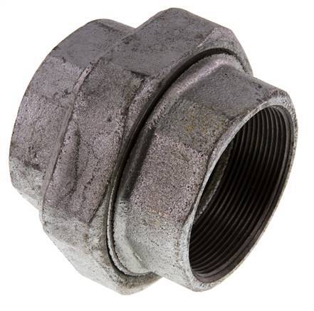 Rp 2 1/2'' Hierro fundido zincado Espiga doble de 3 piezas con cierre cónico 25 Bar