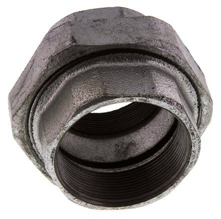 Rp 2 1/2'' Hierro fundido zincado Espiga doble de 3 piezas con cierre cónico 25 Bar