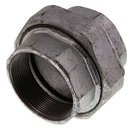 Rp 2 1/2'' Hierro fundido zincado Espiga doble de 3 piezas con cierre cónico 25 Bar