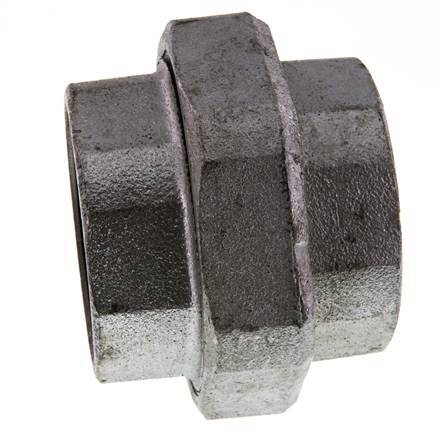 Rp 2 1/2'' Hierro fundido zincado Espiga doble de 3 piezas con cierre cónico 25 Bar