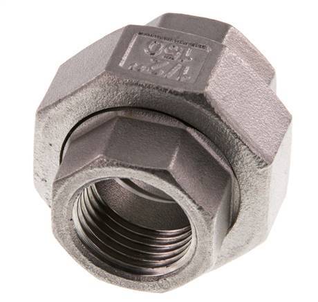 Rp 1/2'' acero inoxidable espiga doble 3 piezas con cierre cónico 16 Bar