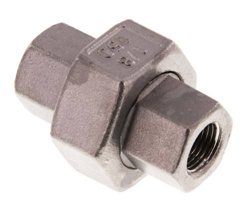 Rp 1/8'' Acero inoxidable Espiga doble 3 piezas con cierre cónico 16 Bar