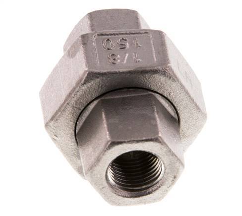 Rp 1/8'' Acero inoxidable Espiga doble 3 piezas con cierre cónico 16 Bar