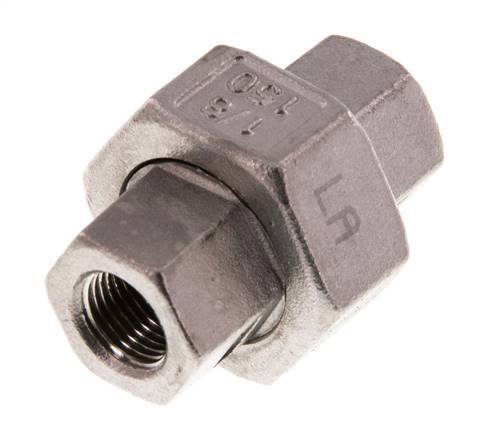 Rp 1/8'' Acero inoxidable Espiga doble 3 piezas con cierre cónico 16 Bar