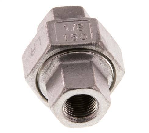 Rp 1/8'' Acero inoxidable Espiga doble 3 piezas con cierre cónico 16 Bar