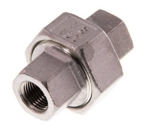 Rp 1/8'' Acero inoxidable Espiga doble 3 piezas con cierre cónico 16 Bar