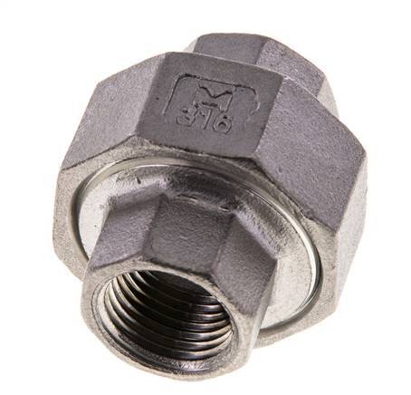 3/8'' NPT Acero inoxidable Espiga doble 3 piezas con cierre cónico 16 Bar