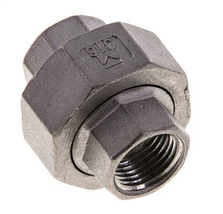 3/8'' NPT Stainless steel Double Nipple 3-pieces with Conically sealing 16 Bar