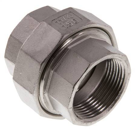 1 1/4'' NPT Acero inoxidable Doble Pezón de 3 piezas con sellado cónico 16 Bar