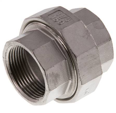 1 1/4'' NPT Acero inoxidable Doble Pezón de 3 piezas con sellado cónico 16 Bar