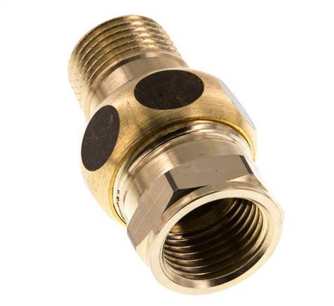 Rp 1/2'' x R 1/2'' F/M Espiga doble de latón de 3 piezas con cierre cónico 16 Bar