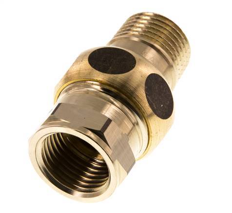 Rp 1/2'' x R 1/2'' F/M Espiga doble de latón de 3 piezas con cierre cónico 16 Bar