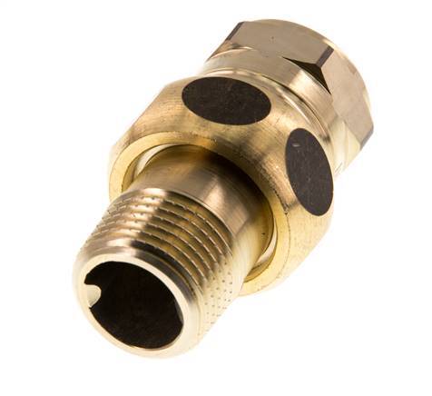Rp 1/2'' x R 1/2'' F/M Espiga doble de latón de 3 piezas con cierre cónico 16 Bar