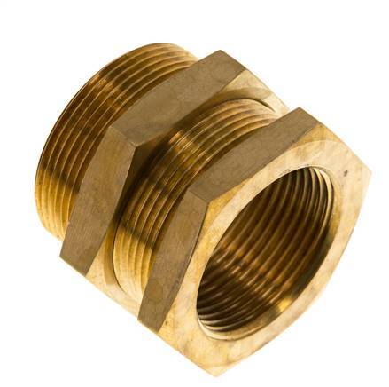 G 1 1/4'' x M49x2 F/M Brass Bulkhead Fitting 16 Bar