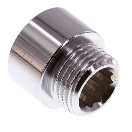 G 1/2'' F/M Chromium plated Brass Extension DIN 3523 - 15 mm [2 Pieces]